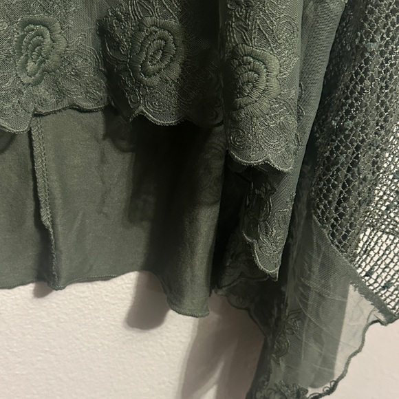 Cupio Olive Green Crochet Layered Tank - Picture 8 of 14